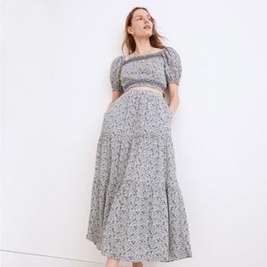 Madewell Button-Front Tiered Maxi Skirt in Florentine Floral Cotton NF955 Flowy
